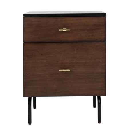 Safavieh Genevieve 2 Drawer Nightstand, Walnut & Black - Gold NST5002A
